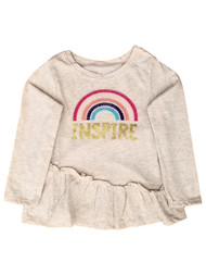 Toddler Girls Gold Sparkle Inspire Rainbow Oatmeal Heather Tan Bodysuit Skirt 2T