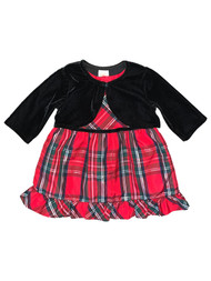 Infant & Toddler Girls Red Plaid Holiday Dress & Black Shrug