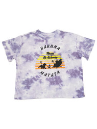 Junior Womens Disney Lion King Purple Tie Dye Crop T-Shirt Tee Shirt