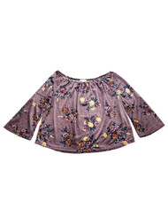 Womens Plus Size Mauve Floral Flower Print Velvet Dress Shirt Top Blouse 2X