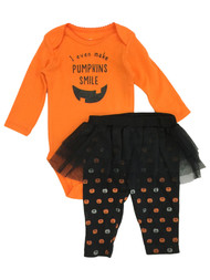 Carters Infant Girls Halloween Make Pumpkins Smile Bodysuit & Tutu Leggings