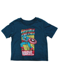 Marvel Infant & Toddler Boys Short Blue Distressed Captain America T-Shirt