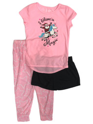 Girls I Believe In Magic Pajamas 3pc Santa & Unicorn Holiday Sleep Set