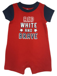 Infant Boys Patriotic Red White & Brave Baby Romper Bodysuit Outfit