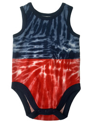Infant Boys Patriotic Red White & Blue Tank Tie-Die Baby  Bodysuit Outfit