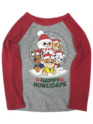 Paw Patrol Toddler Boys Long Gray Happy Howlidays Holiday Tee Shirt