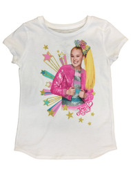 Jojo Siwa Girls White Short Sleeve Glitter Gold T-Shirt Tee Shirt