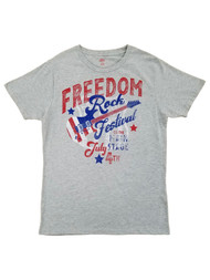 Mens Heather Gray Freedom Rock Festival July 4th American Patriot T-Shirt