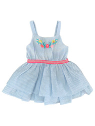 Infant & Toddler Girls Blue & White Striped Flower Sleeveless Sun Dress