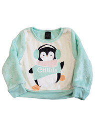 Toddler Girls Chill Penguin Light Mint Green Plush Long Sleeve Sweatshirt 2T