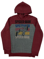 Boys Gray & Burgundy Spider-Man Pullover Hoodie Superhero Sweatshirt