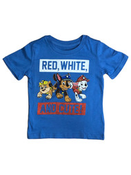 Paw Patrol Toddler Boys Patriotic Short Sleeve Red White & Cute Tee Shirt
