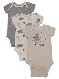 Infant Boys Animals Elephant Giraffe 3-Piece Creeper Set Monkey Bodysuit 12M
