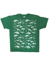 Boys Green Short Sleeve Dinosaur Skeleton T-Shirt Tee Shirt