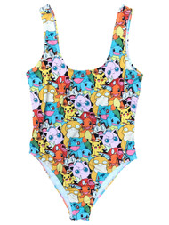 Pokemon Womens (Juniors) Colorful 1 Piece Pikachu Charmander Swim Suit
