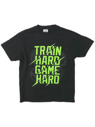 Boys Black Short Sleeve Train Hard Game Hard T-Shirt Sports Tee Shirt