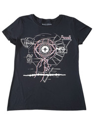 Junior Women Black Mirror Play Short Sleeve Cotton T-Shirt Shirt M