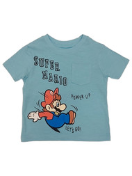 Super Mario Toddler & Boys Blue Mario Power Up T-Shirt Let's Go Tee Shirt