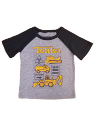 Toddler Boys Grey Black Tonka Toy Tractors Pickup Trucks T-Shirt Tee Shirt