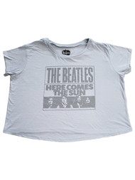 Junior Womens Plus Size The Beatles Pale Blue Crop Top Short Sleeve T-Shirt