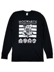Harry Potter Mens Black Hogwarts Graphic Tee Long Sleeve T-Shirt Small