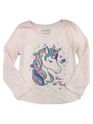 Toddler Girls Pink Unicorn One Of A Kind Glitter Long Sleeve Shirt