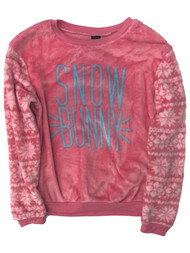 Womens Plush Pink Snow Bunny Holiday Sweatshirt Sweat Shirt
