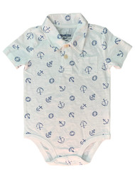 OshKosh Infant & Baby Boys White & Blue Collared Polo Anchor Bodysuit 12-18M