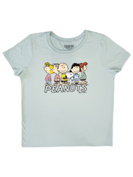 Junior Womens Plus Size Peanuts Gang Charlie Lucy Short Sleeve Green T-Shirt