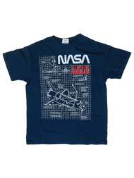 Nasa Boys Navy Blue Short Sleeve Get With The Program Tee Shirt