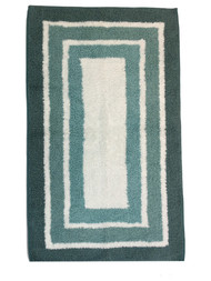 Sonoma Shades of Aqua Blue Border Stripe Plush Bath Rug, 20x32 Cotton Bath Mat