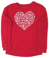 Girls Red & Silver Snowflake Heart Star Christmas Holiday Sweatshirt Top