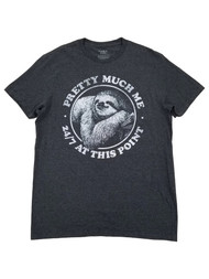 Mens Charcoal Gray Sloth Meme Pretty Much Me 24/7 Short Sleeve T-Shirt