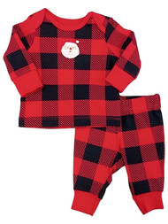 Carters Infant Boys Buffalo Plaid Santa Claus 2 Piece Christmas Outfit Set