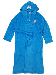 Marvel Captain America Mens Blue Hooded Microfleece Robe Bathrobe OSFM