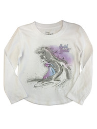 Disney Frozen 2 Girls Elsa Nokk Horse Bold Spirit White Long Sleeve Shirt