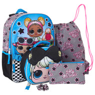 LOL Surprise Glam Squad Sequined Backpack & Lunch Box 5 Pc Set, School Bookbag