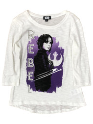 Star Wars Rogue One Girls White 3/4 Sleeve Jyn Erso Rebel T-Shirt Tee