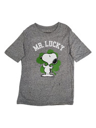 Peanuts Boys Short Sleeve Gray Snoopy Mr Lucky St Patricks Day T-Shirt Tee