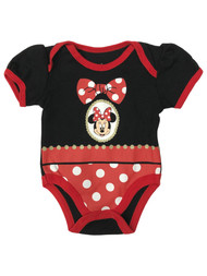 Disney Infant Girls Black Red Dot Minnie Mouse Bodysuit Baby Outfit Newborn