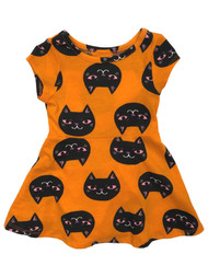 Infant & Toddler Girls Orange Black Cat Halloween Baby Dress