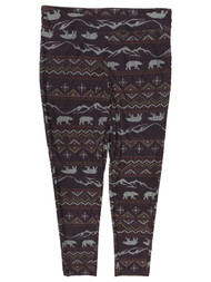 Womens Plus Size Burgundy Nordic Snowflake Christmas Holiday Leggings Pants