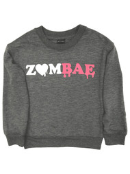 Girls Gray & Pink Zombae Halloween Zombie Sweatshirt Sweat Shirt