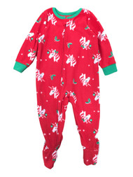 Carters Infant & Toddler Girls Red & Green Unicorn Holiday Blanket Sleeper