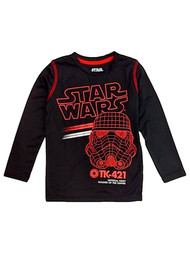 Star Wars Boys Black Imperial Army Soldier Long Sleeve Active Tee Shirt