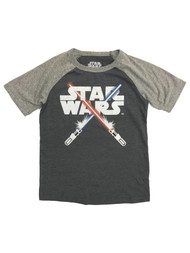 Star Wars Boys 2 Tone Gray Short Sleeve Light Sabers Tee Shirt T-Shirt