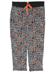 Womens Black Spider & Web Orange Hat Halloween Sleep Pant Pajama Bottom