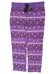 Womens Purple Boo Ti Ful Ghost Web Witch Hat Cat Halloween Sleep Pant Pajama