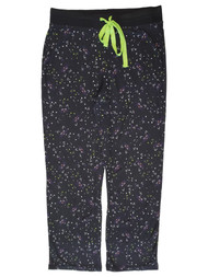 Womens Black Night Sky Stars Kitty Cat Face Halloween Sleep Pant Pajama