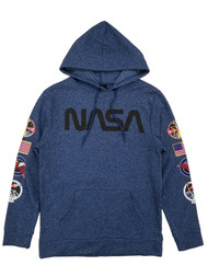 NASA Mens Navy Blue Heather Pullover Hoodie Sweatshirt